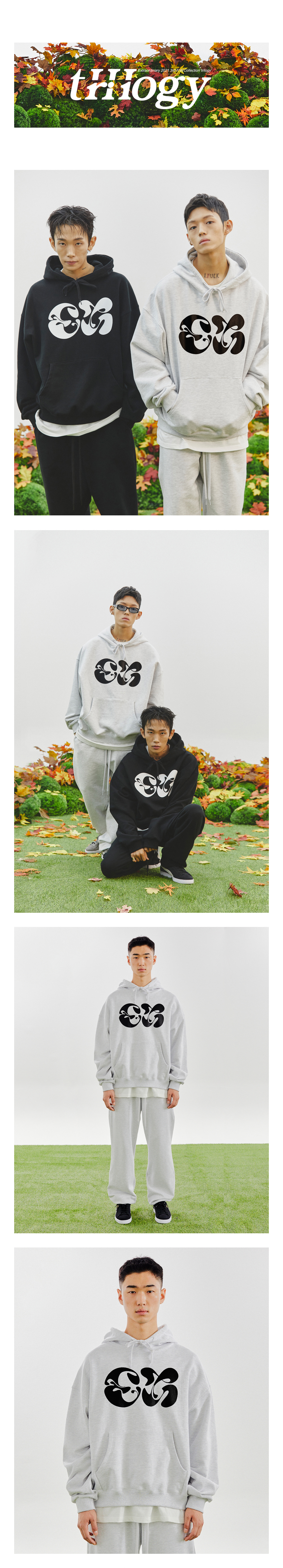 LOGO TYPE B OVER FIT HOODIE  ASH GRAY